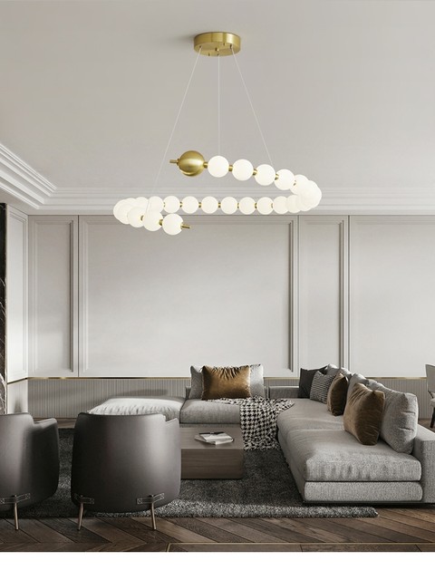 Living Room Chandelier, French Designer, Creative, Light Luxury, Modern Dining Room, Bar, Study, Atmospheric, All-Copper Planet Lamp