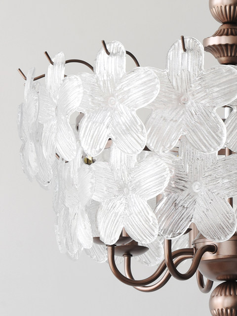 French-Style Vintage Bedroom Ceiling Light, American Retro Glass Petal Lamp for Living Room, Dining Room, Eye-Protection Study, Master Bedroom Lighting