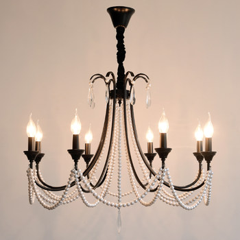 French Crystal Bedroom Chandelier, American Retro Black Pearl Master Bedroom Dining Room Lamp, 2025 Model High-End Living Room Lamp