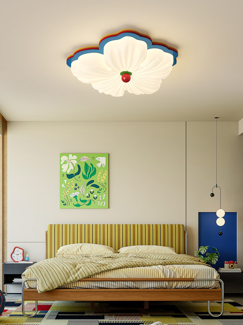 Memphis Bedroom Ceiling Light Full Spectrum Colorful Eye-Protection Retro Creative Flower Design Master Bedroom Children's Room Lighting Fixtures