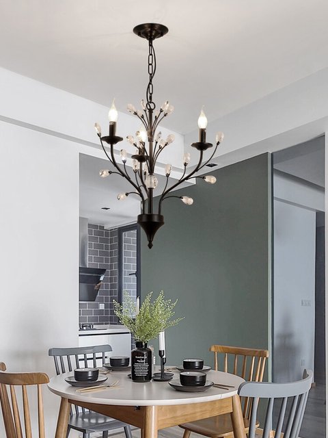 American Crystal Lamp, Retro Living Room Chandelier, French Light Luxury Dining Room Bedroom Candle Lamp, 2025 New Lamps