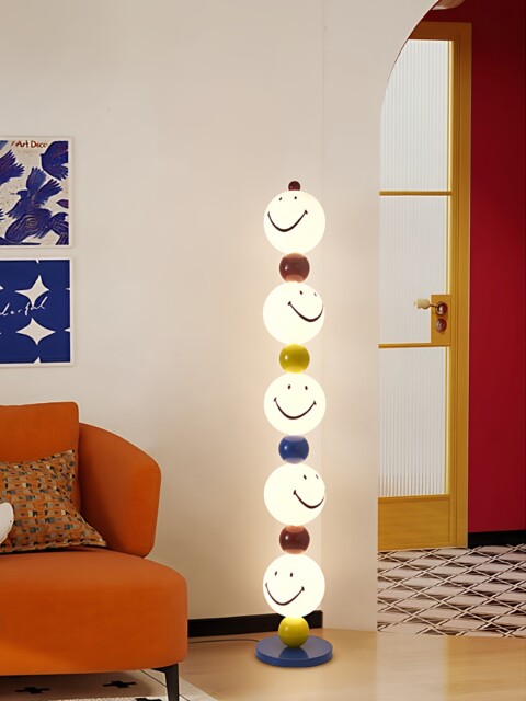 Creative Smiley Face Dopamine Floor Lamp Colorful Cute Decoration Living Room Bedroom Modern Artistic Atmosphere Standing Lamp