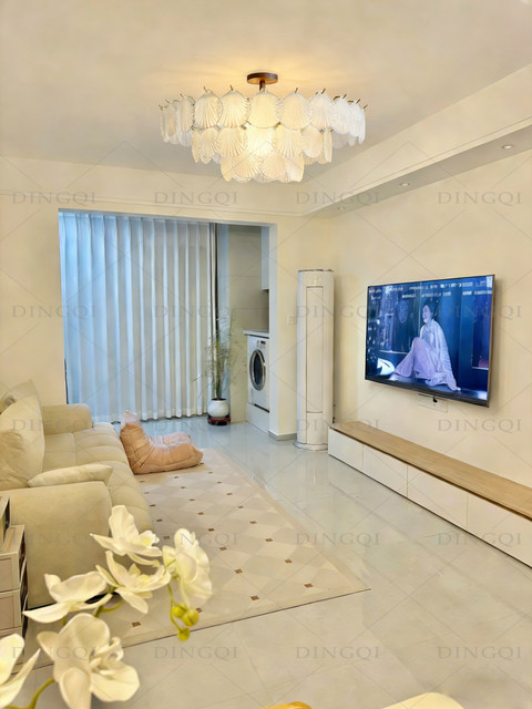 French-Style Glass Chandelier, Living Room Lamp, Mid-Century Modern Minimalist Frosted Shell Light, Luxurious and High-End Feel, Dining Room and Bedroom Lamp