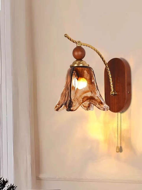 American-Style Retro Wall Lamp for Bedroom 2025 New Model Bedside Lamp Wall Lamp French-Style Living Room Light Luxury High-End Corridor Lamp