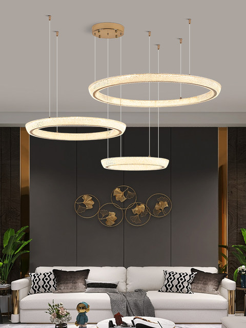 Living Room Chandelier, Light Luxury, Simple and Modern, Lucky Halo, French Nordic Style, Bedroom, Dining Room, Crystal, Guangdong Zhongshan Lighting Fixtures