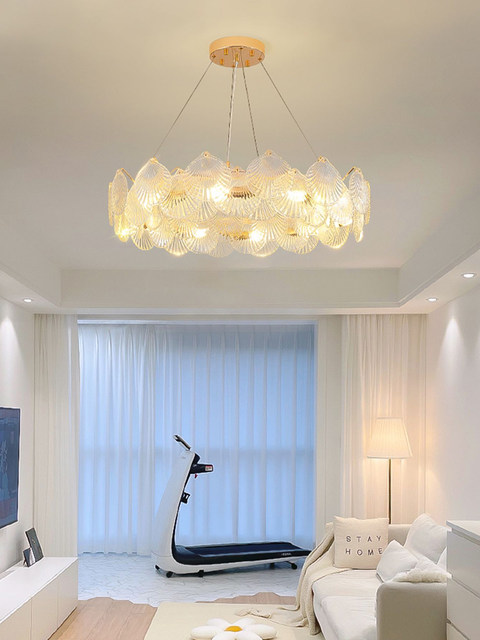 French-Style Light Luxury Living Room Chandelier, Master Bedroom Dining Room Trendy Modern Minimalist Crystal Shell Lighting Fixture, 2025 New Model