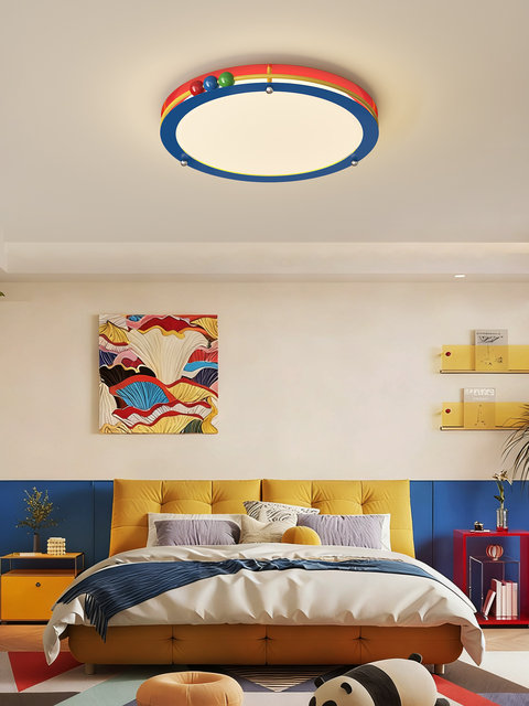 Memphis Bedroom Ceiling Light Dopamine Color Circular Full-Spectrum Eye-Protection Creative Living Room Study Children's Room Lamp