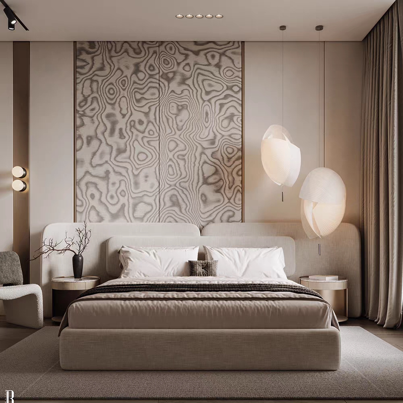 Simple Modern Fabric Bed, Modern Light Luxury Style Model Room Master Bedroom Designer Double Bed 1.8m Large Bed