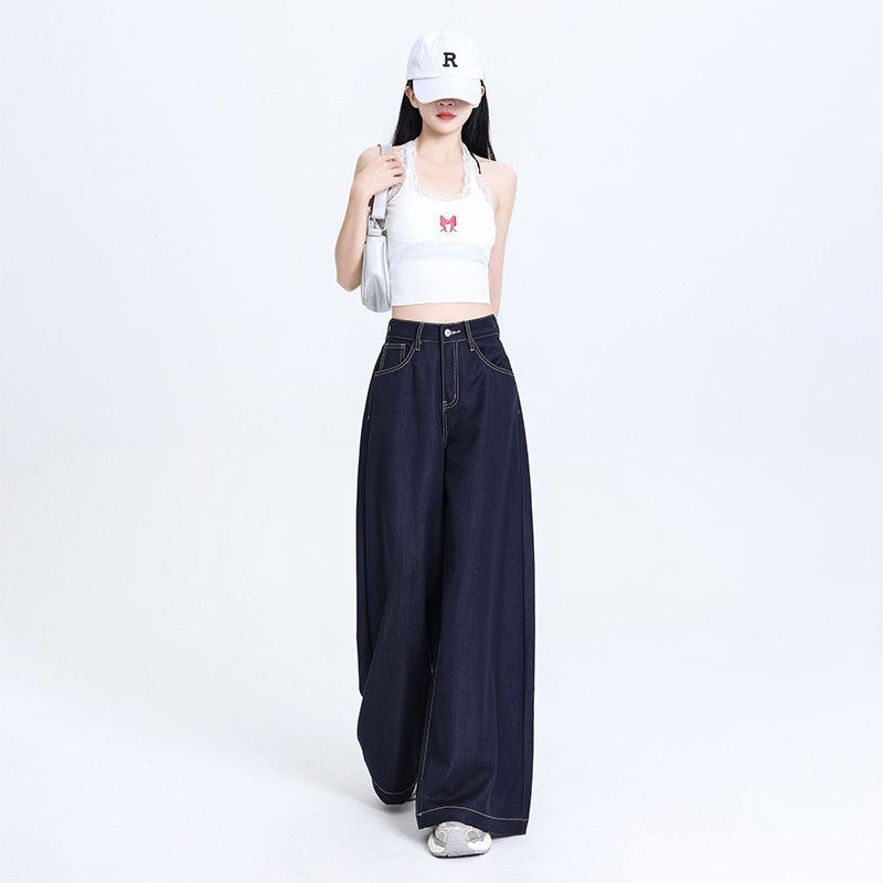 Kro Original Color Wide-Leg Jeans for Women, New Style, Lazy and Loose, Slimming, Floor-Length Pants Kro Original Color Wide-Leg Jeans for Women, New Style, Lazy and Loose, Slimming, Floor-Length Pants