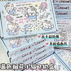 Blue Fireworks Kitten Airplane Box Card Airplane Box Cute Packing Box Gift Box Hand Account Packing Box