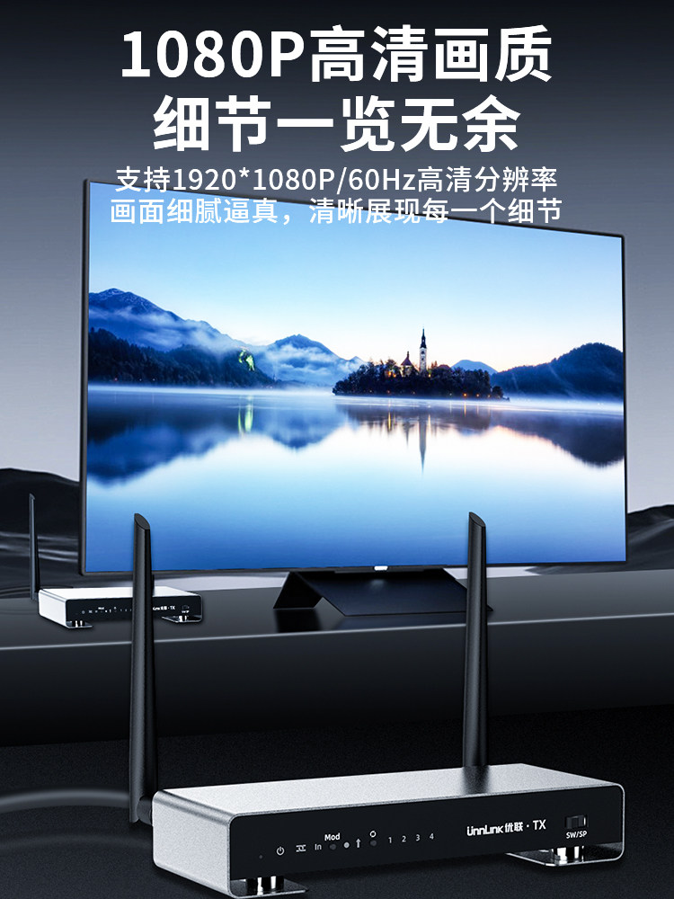 HDMI Wireless Transmitter Screen Mirroring Extender Transceiver Screen Mirroring Device for Tv and Computer with Same Screen 200m through Walls