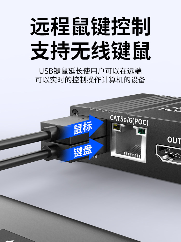 High-Definition HDMI Kvm Network Cable Extender, Network Signal Amplification, Local Loop-Out to Rj45 Transmission, 80m Supports USB Port Keyboard and Mouse Transmission, 4K60Hz Audio and Video Synchronization