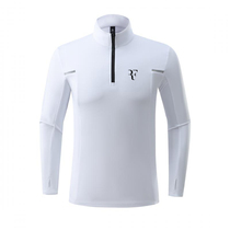 Autumn and winter thin Federer tennis wear sports mens quick-drying half-zip long-sleeved outdoor breathable loose T-shirt