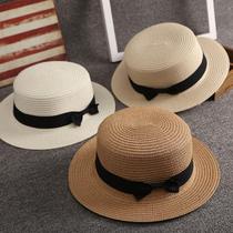 Internet celebrity ins summer vacation beach sunshade and sun protection retro British womens straw hat French flat-brim flat top hat