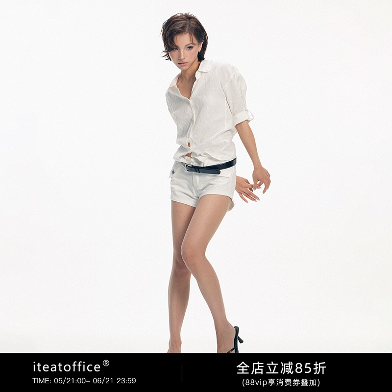 Iteatoffice White Casual Low-Waist Jeans Hot Girl Ultra-Short Shorts Slimming Hip-Hugging Shorts