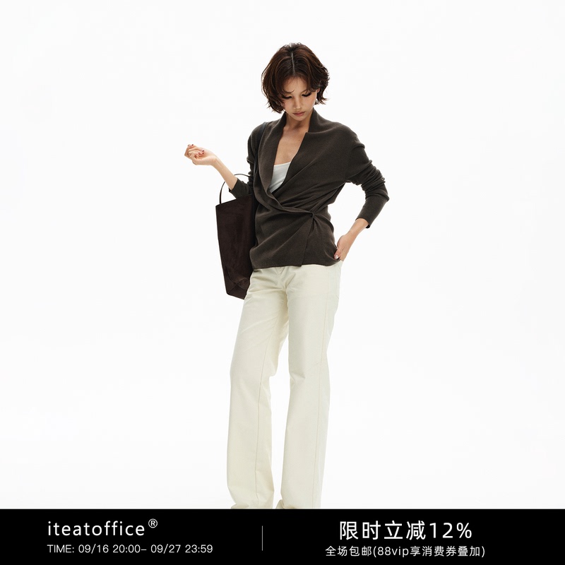 Iteatoffice* High-Quality Top, Dark Gray Asymmetrical Hem, Two-Way Knit Cardigan Iteatoffice* High-Quality Top, Dark Gray Asymmetrical Hem, Two-Way Knit Cardigan
