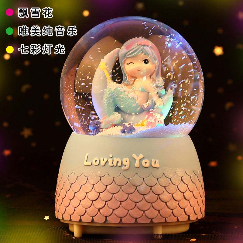 Crystal ball girl music box eight - tone box mermaid 61 June Children's Day girl birthday present female swing