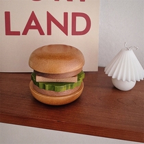 Creative and interesting solid wood hamburger coasters retro building block ornaments layered combination wooden desktop multi-functional ornaments