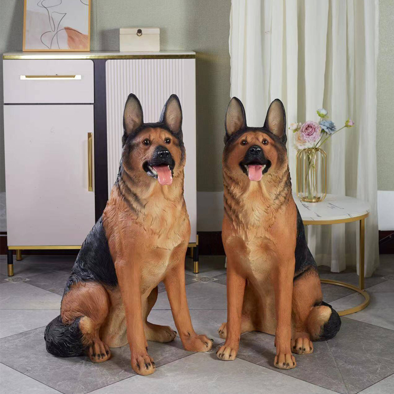 Simulated German Shepherd Dog Ornaments Floor-Standing Living Room Decoration Outdoor Garden Courtyard Sofa Next to Wolf Dog Model to See the Door Dog