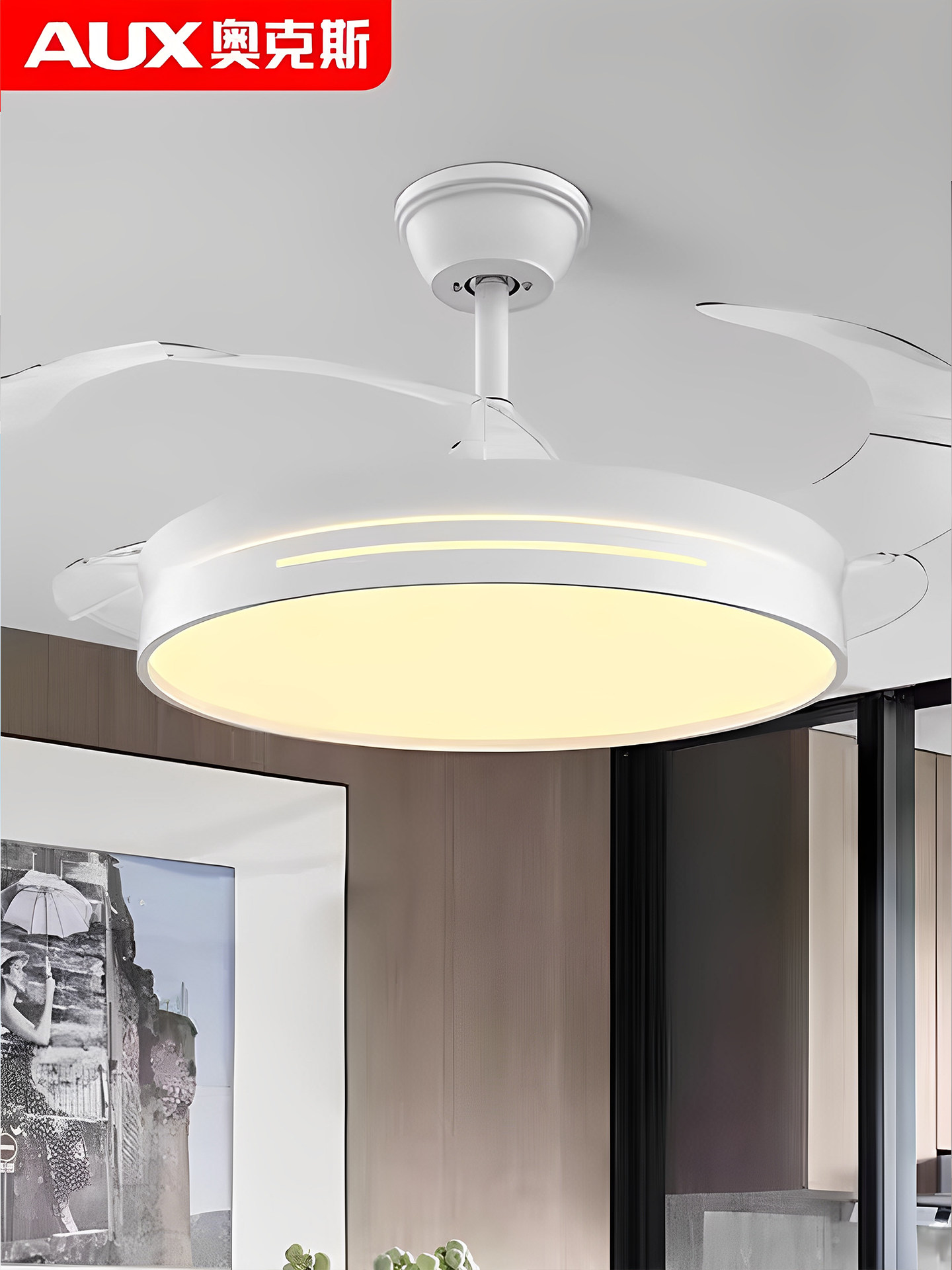 Oaks Living Room and Dining Room Ceiling Fan Light, Household Fan Light, Simple Modern Fan Light, Invisible Fan Ceiling Light