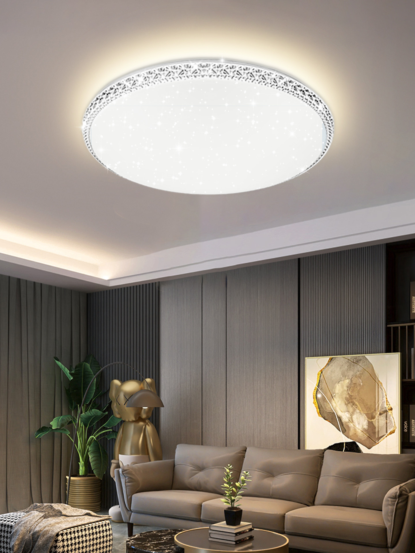 Modern Minimalist Bedroom Crystal Led Ceiling Light, Elegant Full-Spectrum Bedroom Light, Zhongshan Lighting 2025 New Model