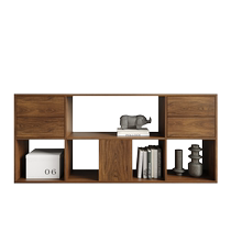 Basics low cabinet solid wood bookcase black walnut low bookshelf wall grid cabinet floor-standing sofa side cabinet storage rack