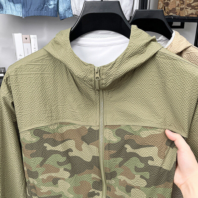 2026 Summer New Camouflage Hooded Sun Protection Jacket Men's Casual Simple Zipper Outdoor Sports Quick-Drying Jacket Trendy 2026 Summer New Camouflage Hooded Sun Protection Jacket Men's Casual Simple Zipper Outdoor Sports Quick-Drying Jacket Trendy