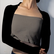 giya dance clothes Latin dance clothes modern dance clothes ballet clothes practice clothes black long-sleeved vest warm small coat