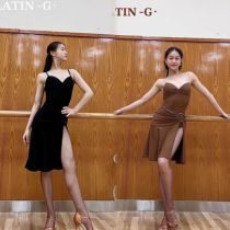 Одежда для латинских танцев одежда для латинских танцев для женщин черные топы на подтяжках юбка с высоким разрезом простая одежда для танцевальных тренировок универсальная
