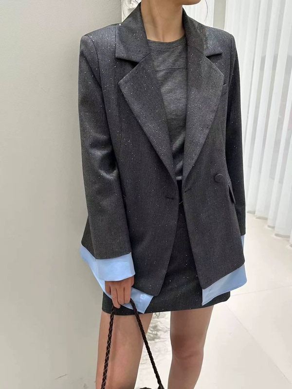 6628 Clearance Fishbone Pattern Sequin Sheer Blazer 231 6628 Clearance Fishbone Pattern Sequin Sheer Blazer 231
