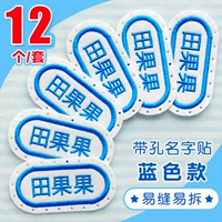 Синяя именная наклейка, с вышивкой, 12 штук