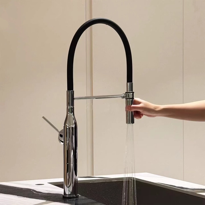 Italian Minimalist Pull-Out Kitchen Faucet with Hot and Cold Water, Rotatable Sink Faucet for Washing Dishes, Splash-Proof Italian Minimalist Pull-Out Kitchen Faucet with Hot and Cold Water, Rotatable Sink Faucet for Washing Dishes, Splash-Proof