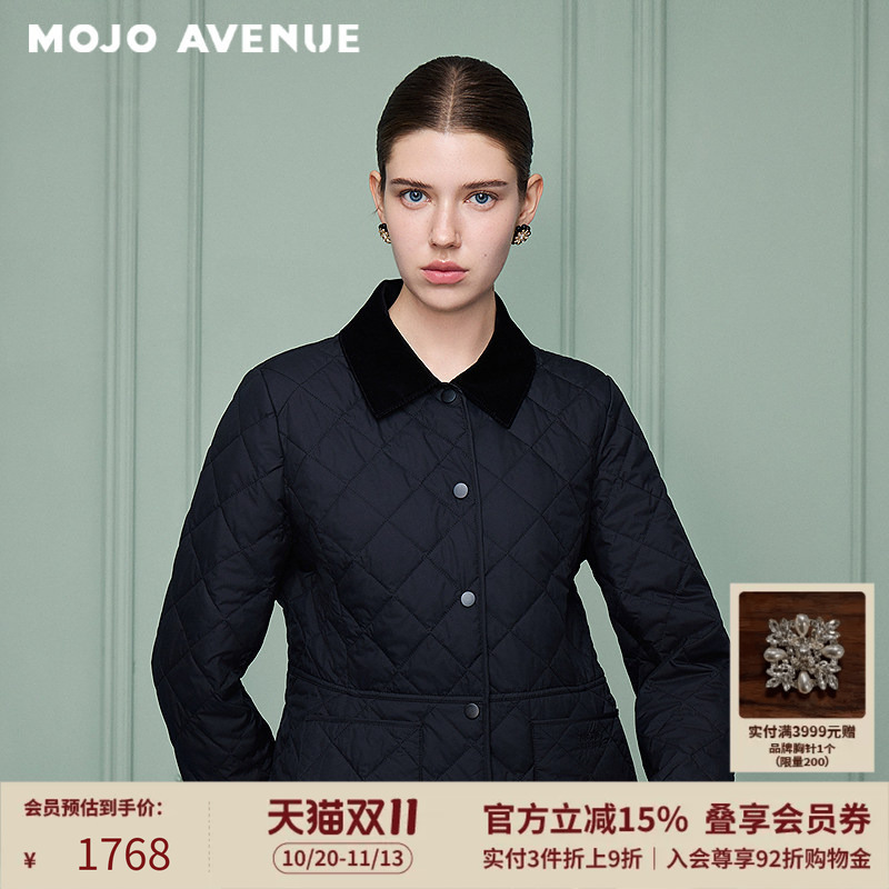 Langzi/Mojo Mozog Quilted Old Money Style Lapel Cotton Jacket 2026 New Winter Lightweight Jacket Black