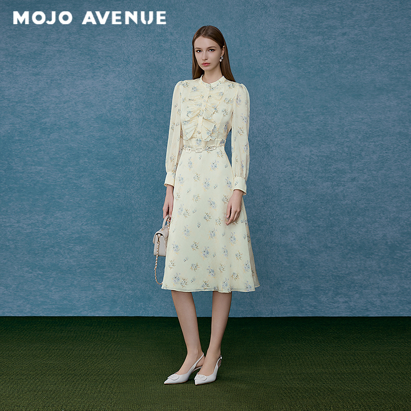 Langzi/Mojo Autumn New Collection 2026 Oil Painting Series Palace Sweet Floral Dress Waist-Cinching A-Line Fairy Dress Langzi/Mojo Autumn New Collection 2026 Oil Painting Series Palace Sweet Floral Dress Waist-Cinching A-Line Fairy Dress