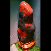 Guilin chicken blood jade raw stone ornaments good luck high-end gift collections office size 30-20-75cm