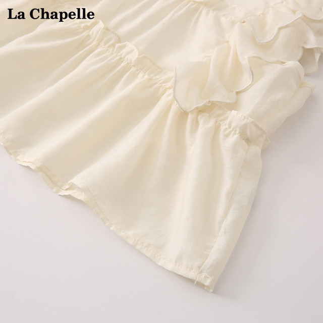 拉夏贝尔/LaChapelle多巴胺穿搭花边无袖娃娃衫女夏宽松圆领衬衫