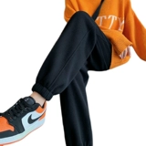 Флисовые черные демисезонные штаны, леггинсы для отдыха, свободный крой