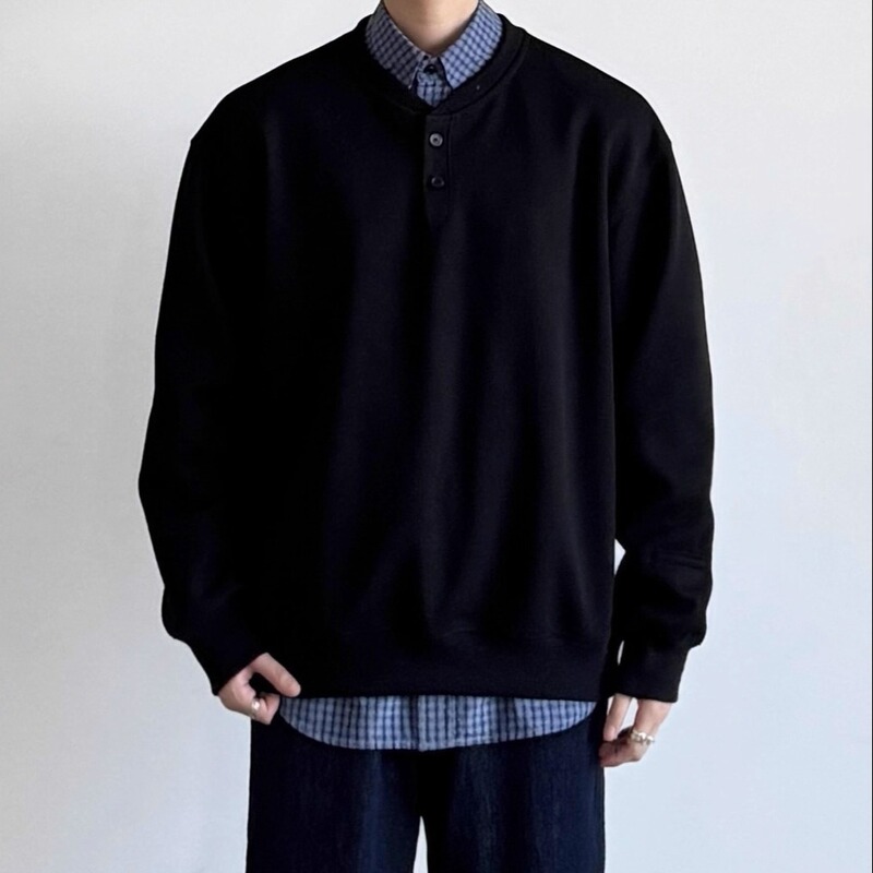 Siiiend American Retro Henry Collar Long-Sleeve T-Shirt for Men, Autumn Waffle Knit Loose Versatile Casual Base Shirt Siiiend American Retro Henry Collar Long-Sleeve T-Shirt for Men, Autumn Waffle Knit Loose Versatile Casual Base Shirt
