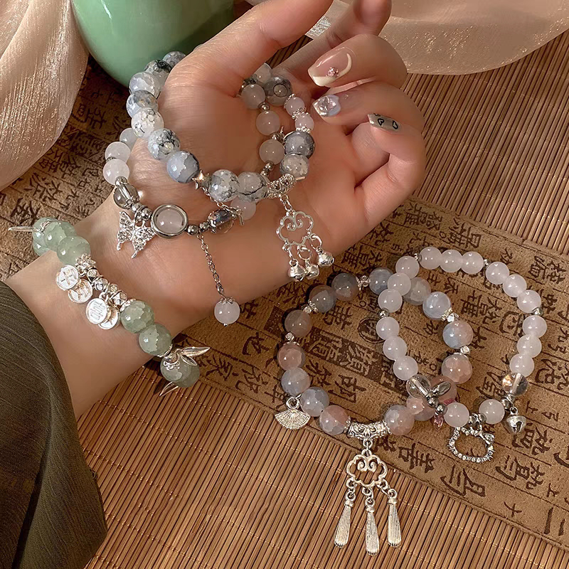 Crystal Explosion Flower Butterfly Beaded Bracelet for Women, Ins Niche Design, Sweet Girl Bracelet, Super Fairy Style, Student Best Friend Jewelry