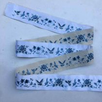 Floral porcelain satin embroidered lace clothing intangible cultural heritage blue embroidery peony pattern womens robe accessories