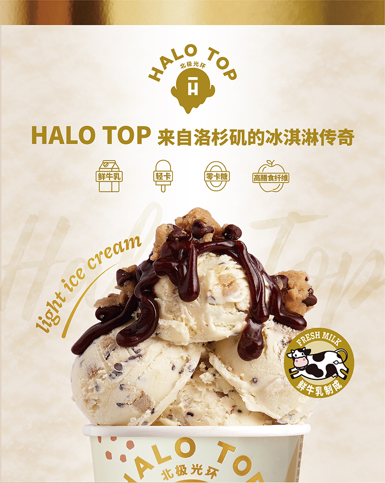 HALO TOP 北极光环 轻卡冰淇淋雪糕 16杯共 1135g 天猫优惠券折后￥95包邮（￥446-351）