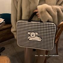 Boiled water checkerboard~Korean cute cartoon portable laptop storage bag 13-inch liner protective cover