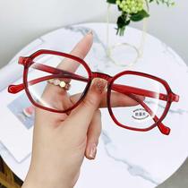 New trendy TR anti-blue light flat glasses fashionable student myopia glasses female polygonal internet celebrity glasses same style for men
