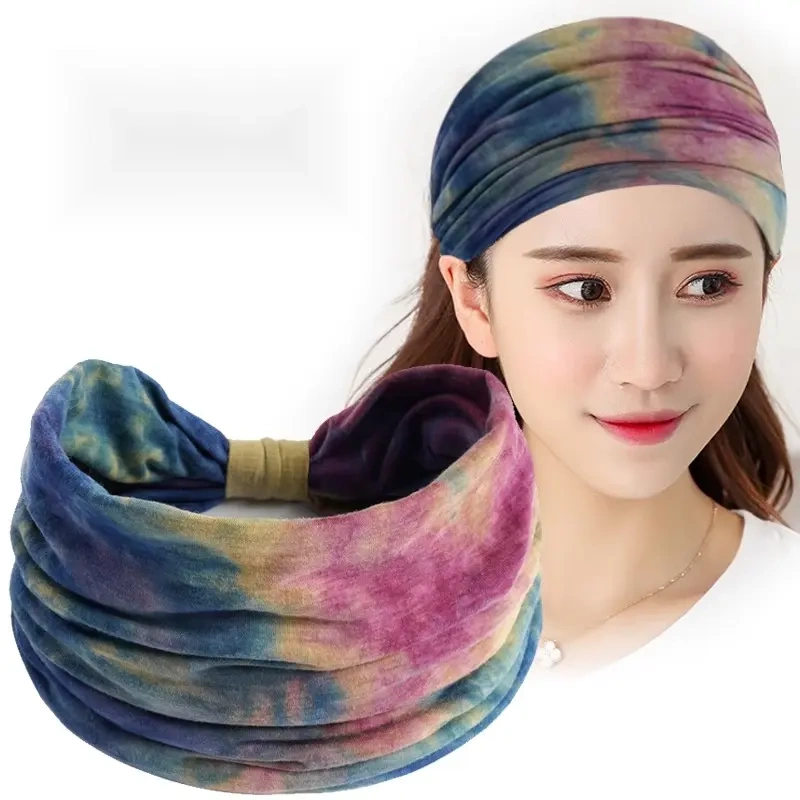 Yoga Headband for Women to Cover Gray Hair, Head Wrap for Washing Face, Rainbow Sweat-Absorbing Headband, Postpartum Hair Accessory
