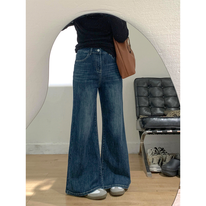 Vintage Flared Jeans for Women, New Autumn Style, Plus Size, Loose Fit, Slimming, Pear-Shaped Body, Wide-Leg Pants