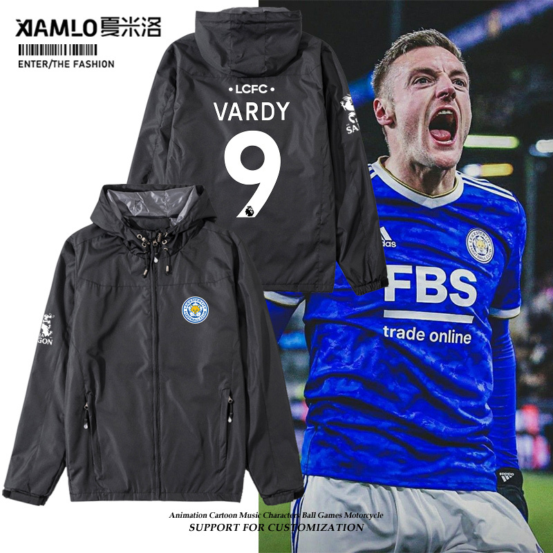 Leicester City Home Jersey Number 9 Vardy Number 10 Maddison Football Hooded Jacket Windbreaker Coat