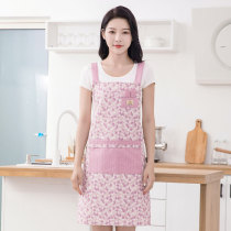 Apron floral bamboo cotton apron kitchen home apron work apron summer breathable oil-proof apron