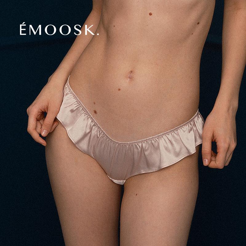 Emoosk Fangfang Series Sexy Briefs Peach Buttocks Ruffled Low-Waist Thin Silk French Style Underwear for Women Emoosk Fangfang Series Sexy Briefs Peach Buttocks Ruffled Low-Waist Thin Silk French Style Underwear for Women