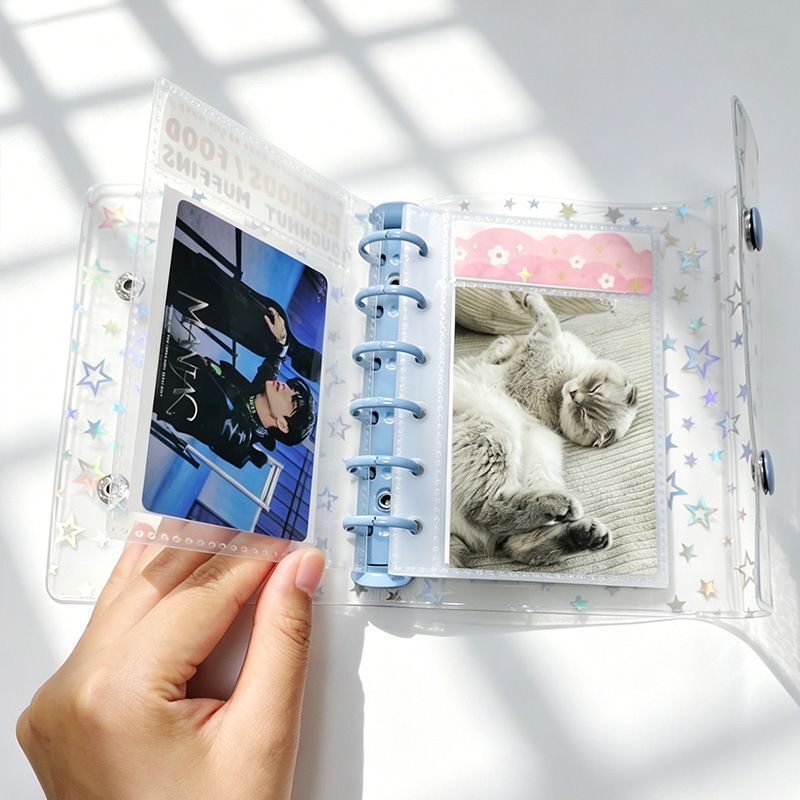 A7 6-Hole High-Definition Transparent Loose-Leaf Card Album Inner Pages Non-Standard Two-Compartment Photo Album Refill Sticker Storage Bag