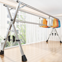 Ladder vêtements hanger plancher rabattable pliage rabattable maison intérieure balcon Chambre en acier inoxydable acier inoxydable extérieur